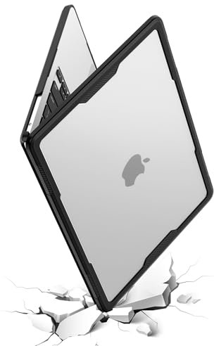 BlueSwan Protezione Resistente Cover TPU Compatibile con MacBook Air 13,6 M2 M3 M4 2022 2024 2025 A2681 A3113 A3240 Mac Bordo Ispessito Anti-collisione Custodia Rigido -(Bordo Nero) Trasparente Opaco