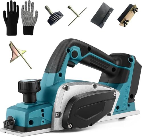 Akku-Hobel Kompatibel mit Makita 18V Batterie, 16500RPM, Professional 18V Akku Hobel Handhobel Elektrohobel,Hobelbreite 82 mm, Spantiefe 2 mm, Hobelmaschine Holzhobelmaschine (Ohne Akku)