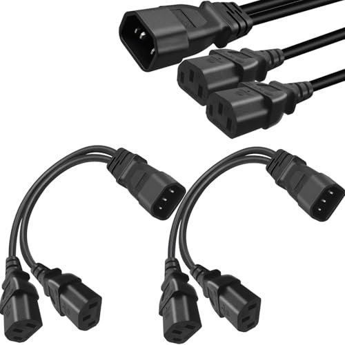 VISSQH IEC 320 C14 a C13 Cable De Alimentación Divisor Y,Dual C13 Power Cord IEC C14/C13 Cable Adaptador Divisor,Adaptador de Corriente IEC 320 10A/250V Conector