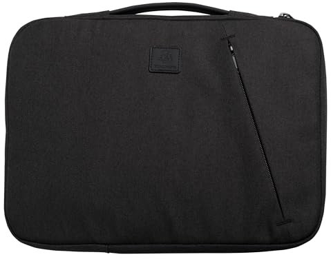 Exacompta - Réf. 17141E - 1 Housse ordinateur Business compatible avec PC de 15-16 pouces - poignée rétractable - petite poche à l'avant - fermeture zippée sur 2 côtés - en tissu recyclé - noir