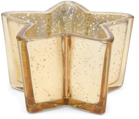 Riviera Maison Teelichthalter Silber/Gold, Teelichtständer, Dekorativer Kerzenständer Weihnachten - Dream Star Kerzenhalter Weihnachtsstern - Glas - Handgefertigt - (LxBxH) 11x11x6
