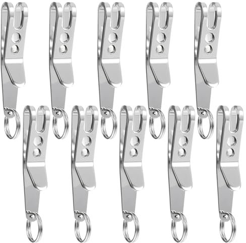 Gjinxi Deep Carry Pocket Clip, 10PCs Edelstahl Outdoor-Gürtel-Clip Hängende Clip-Schlüsselschnallen für Tasche, Mehrzweck-tragbare Tasche Clip für Schlüssel, Taschenlampen, Messer