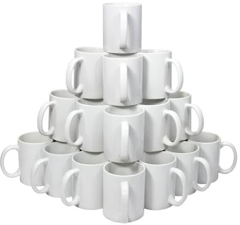 GAFFCO Sublimation Mugs 11oz 36 Pack Blank Plain White Large Handle Coffee Mug