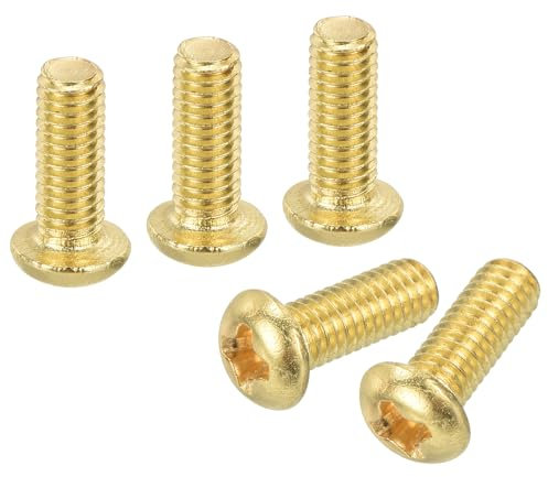 sourcing map 20Pcs Brass Machine Screws, M3x8mm 3mm Screws, Phillips Pan Head Fastener Machinery Bolts, Pan Head Fastener Bolts for Furniture, Office Equipment, Electronics, Brass Tone