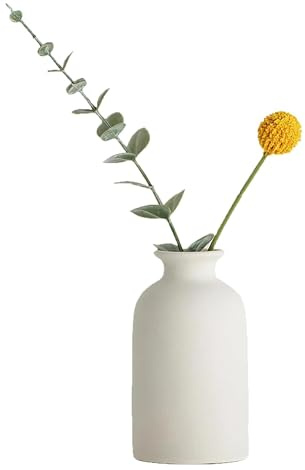 White Ceramics Bud Vase Minimalism Vintage Small Flower Vase Diffuser Bottles Essential Oil Bottles