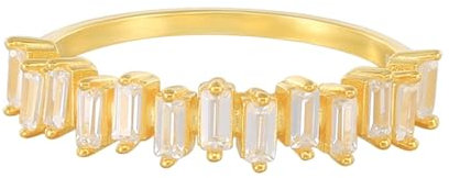 KnBoB Ehering Damen, 9K Gelbgold 375 Ring Elegant Weiß Rechteck Moissanit Stein Schmuck Trauringe Mode Größe 60 (19.1)