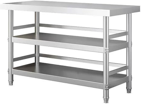 Snaweo Edelstahl-Arbeitstisch, 3-stufiger Edelstahl arbeitstisch, Edelstahl arbeitstisch küche für Küche, Gastronomie, Garage und Gewerbe(70x50x80cm)