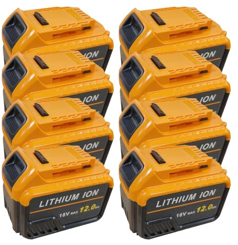 8x12Ah Replacement for Dewalt 18V Battery for DCB184 DCB180 DCB181 DCB182 DCB200 DCB201 DCB204 With Led Indicator