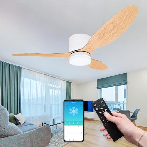 LED ATOMANT Pack 4x Ventilador de Techo con Aspas y Luz LED 20W, Control con Mando, Ø 107cm, CCT, 2100LM, Motor 28W 6 Velocidades Ultra Silencioso y Bajo Consumo, Funcion Verano Invierno