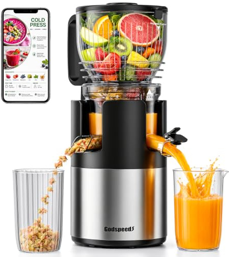 Godspeeds Juicer Machines with 5.8 Large Feed Chute, Slow Masticating Cold Press Juicer for Whole Fruits & Vegetables, Easy to Clean Design, High Juice Yield Home Juicer for Daily Wellness