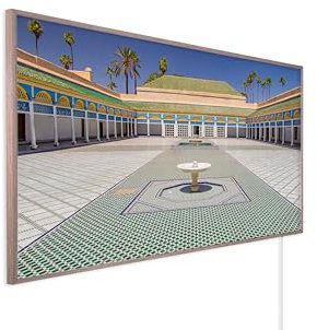 Könighaus Orient Bildinfrarotheizung - 1000 Watt | 5 Jahre Garantie | Ultraflache Infrarotheizung | Heizkörper mit Könighaus Thermostat | Rahmenfarbe: Helles Holz | Motiv: 09. Mosaik