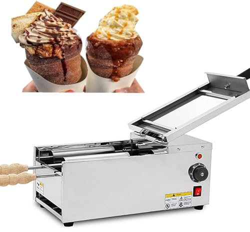 Machine à Rouler Les Cornets de Glace éLectriques, Four à CheminéE, avec 2 Outils en Bois, TempéRature Maximale de 300 °C