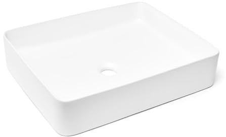 Swiss Aqua Technologies Aufsatzwaschbecken Infinitio 50 x 40 cm | Design-Waschbecken aus Keramik, ultradünn, ohne Überlauf | für modernes Badezimmer | Weiß