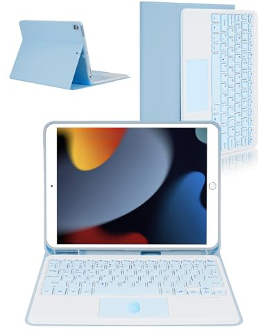Nsyee Keyboard Case with Touchpad for iPad 9th/8th/7th, Air 3 & Pro 10.5 | UK Layout Detachable Keyboard Folio Cover with Touchpad & Pen Slot for 10.2 iPad 9th/8th/7th, Air 3 2019, 10.5 Pro 2017