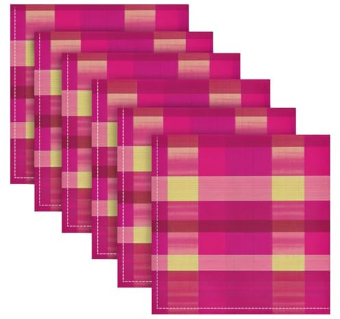 Lot de 6 serviettes de table en tissu à carreaux de buffle rose poudré - Réutilisables - Lavables - Respectueux de l'environnement - En polyester - Pour mariage - 50,8 x 50,8 cm