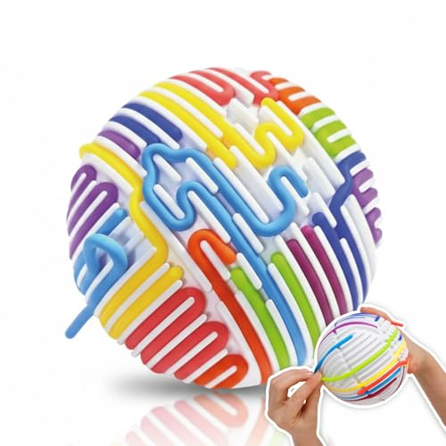 alldoro Fidget Sensorik-Ball, Ø 11 cm, mit 16 bunten Schnüren zum Einfädeln | Activity Ball mit integrierter Aufbewahrung, kreatives Montessori-Spielzeug, ADHS & Fidget Toy für Kinder ab 3 Jahren