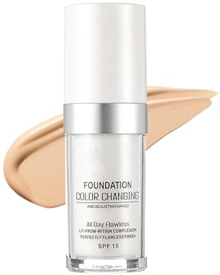 Farbwechselnde Foundation Make-up,Foundation Color Changing, Farbe anpassend für alle Hauttöne, Koreanisches Make-up mit SPF, Feuchtigkeitsspendend, Weiße Foundation für empfindliche Haut