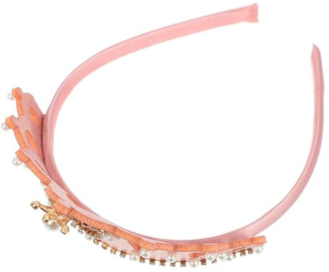 DECOMELODY Serrage-Tête Couronne de pour Filles Diadème Élégant avec Perles et Strass Accessoire de Tête Décoratif pour Spectacle et Anniversaire Bandeau Couronne Rose Pâle