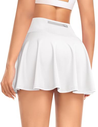JoyGirl Plissee Faltenrock Damen Tennis Rock mit Hose Drunter | Hohe Taille Skort, mit Taschen, Golf Sport Rock Minirock, für Laufen Workout Training Gym