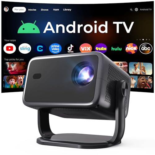[AI Voice Assistant] Smart Projector with Android 14, Native 1080P 4K Supported, 800 ANSI, Hi-Res Audio, WiFi 6 & Bluetooth 5.4, AI Auto Focus/Keystone, Mini Projector Compatible with iPhone/iOS