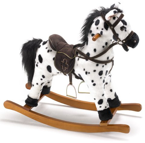 Bayer Chic 2000 Cheval à Bascule Carlotta, Animal à Bascule avec Son, Noir, Blanc