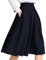 Yige Damen hohe Taille ausgestellter Rock plissiert midi Rock mit Tasche 14 dunkelblau
