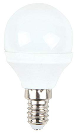 V-TAC Calda Lampadina LED con attacco E14 5.5W Mini Globo P45 con Chip Samsung Pro, 3000K Colore della Luce Bianco Naturale, Termoplastica, 1 Unità (Confezione da 1)