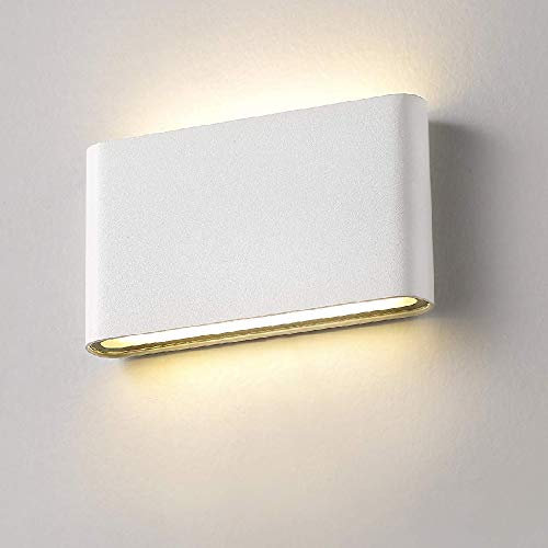 XIAJIA-12W Lampada da parete a LED per interni/esterni Muro in Alluminio Applique da parete Esterna impermeabile IP65(Bianco/Bianco caldo)