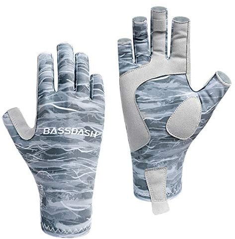 Bassdash Altime Guantes de Pesca sin Dedos con protección Solar UPF 50+ para Hombre y Mujer para Kayak Remo Senderismo Ciclismo conducción Tiro Entrenamiento