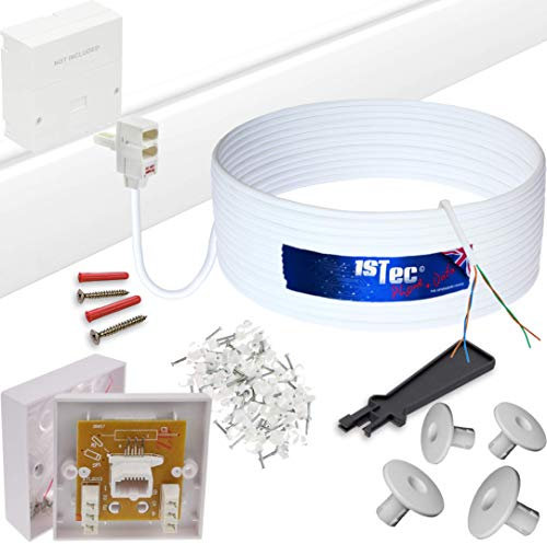 1STec Kit fai da te BT Openreach per telefono ADSL in fibra a banda larga con nucleo solido intrecciato coppia cavo + spina + 23a scatola da parete + occhielli + clip + viti + istruzioni (40 m,