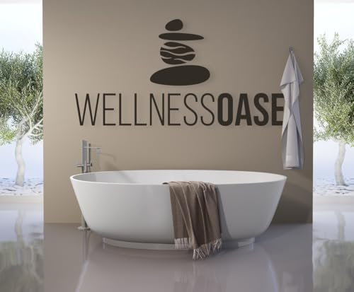 tjapalo® a38 wohnzimmer wandtattoo wellness oase Wandsticker Bad Wandaufkleber Steine Wandtattoo Wohnzimmer wandtattoo badezimmer wasserfest, Farbe: braun (kaffee), Größe: B120xH58cm