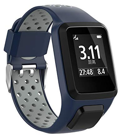 MCO Armband kompatibel Tom Tom,Silikon Uhrenbänder für Tomtom Runner 3 Armband/Runner 2/Spark 3/Adventurer/Golfer 2 (Blau&Grau)