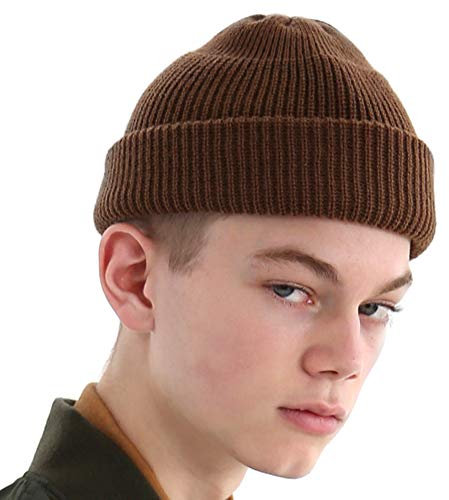 UNDERCONTROL Winter Trawler Fisherman Beanie Herren Damen Unisex Stylische einfarbige Docker-Totenkopfmütze zum Aufrollen, Uhrenkappe, Farbpaket (Braun)