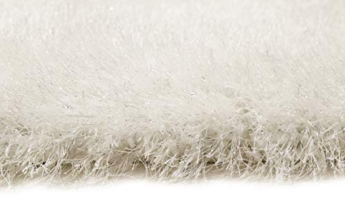 Glitzernder kuscheliger Hochflor Shaggy Teppich - Läufer für Wohnzimmer, Schlafzimmer, Kinderzimmer, Shiny Touch (120 x 170 cm, Creme Weiß)