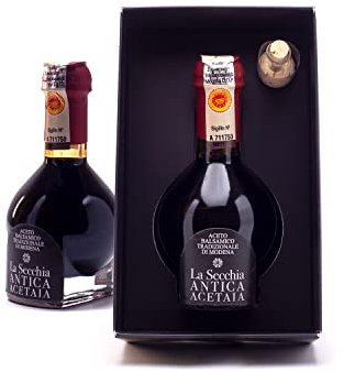 La Secchia - Affinato, Traditioneller Balsamico-Essig aus Modena DOP, Mindestens 12 Jahre Alt, Flasche zu 100 ml mit Hülle Dosierer, Geschenkbox, Handgefertigt in Italien