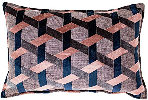 Paoletti Delano Housse de Coussin Rose poudré Bleu Marine 40 x 60 cm