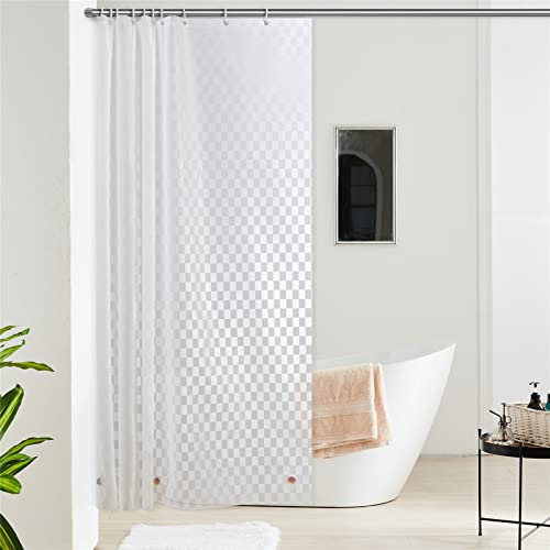 Furlinic Petit Rideau Douche Transparent Anti Moisissure Imperméable avec Bloc de Verre en Bas Rectangle Rideau de Baignoire 150x180cm avec 10 Crochets