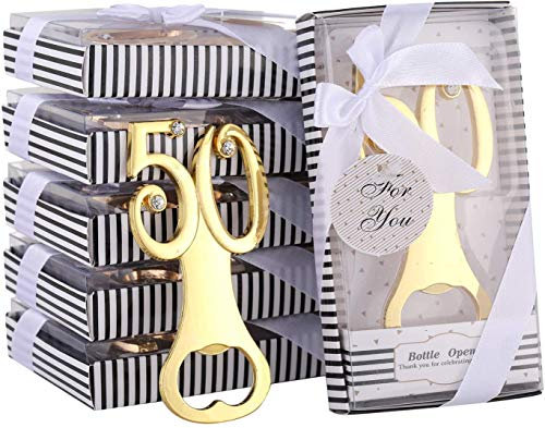 DAJAMAI 24 Pack Creative Digital Bottle Openers for 50th Birthday Party Favors or 50th Wedding Anniversary Party Gifts 50th Birthday Party Gifts Souvenirs Decorations for Guests(50th), Black