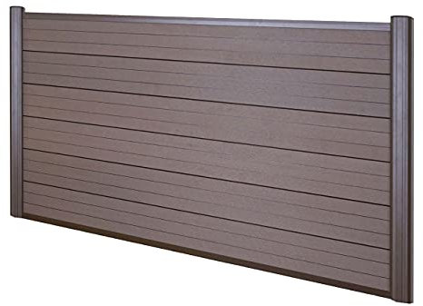 Mendler WPC-Sichtschutz Sarthe, Windschutz Zaun, Alu-Pfosten Basiselement niedrig, 1,90m - braun