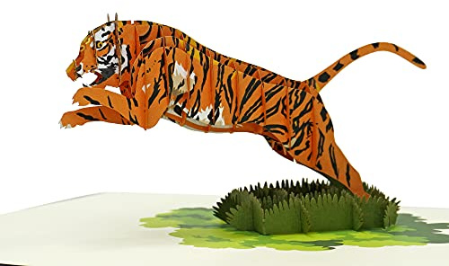 CUTPOPUP Tiger Birthday Pop Up Card, 3D Popup Greeting Cards, 3D Birthday Card With Blank Note, Handmade 3D Popup Birthday Card Men Brother Husband Him Son IT