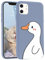 Cute Cartoon Duck Designed for iPhone 12 Mini Cases, Kawaii Animal Blue Liquid Silicone Soft Gel Rubber Phone Cover for Women Girls