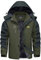 KEFITEVD Winterjacke Herren Fleecejacke Warme Softshelljacke Wasserdicht Outdoor Skijacke Verdickt Snowboardjacke Anorak Armeegrün 3XL