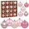 Palline di Natale Rosa, 16pcs Palline per Albero di Natale 6cm, Palle di Natale Rosa Plastica con Gancio, Ornamenti Natalizi per Addobbi Albero di Natale Decorazioni
