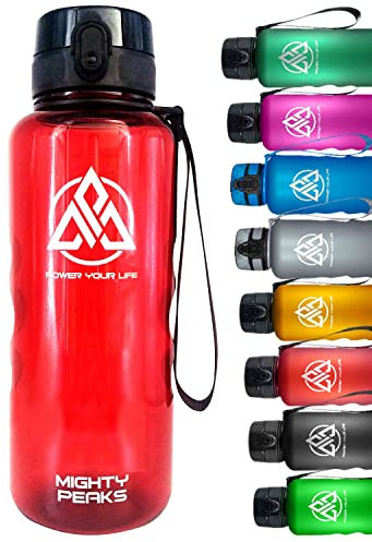 MIGHTY PEAKS Gourde + infuseur à fruits – Léger, stable – Pour boissons gazeuses – Sans BPA – 350ml 500ml 650ml 1l 1,5l – Bouteille d'eau pour le fitness, l'extérieur, le vélo, les enfants anti-fuite