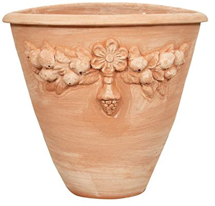 Biscottini Maceta de terracota de pared, 50 x 45 x 34 cm, fabricada en Italia, maceta grande para exterior, artesanal, macetas, terracota grande