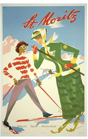 Spiffing Prints St Moritz Reise-Poster, mittelgroß, halbglänzend, ungerahmt