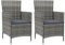 vidaXL 2X Gartenstuhl mit Kissen Gartensessel Essstuhl Stuhl Sessel Terrassenstuhl Balkonstuhl Gartenstühle Gartenmöbel Poly Rattan Grau