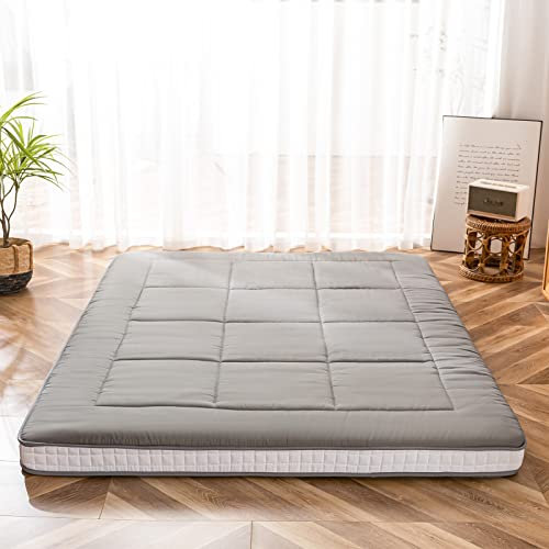 Maxyoyo Futonmatratze, gepolsterte japanische Bodenmatratze, Auflage, gesteppt, extra dicke klappbare Schlafmatte, atmungsaktive Bodenliege, als Gästebett, Couch, für Camping (Grau, Kingsize)