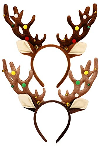 PRETYZOOM 2 Stücke Hirschgeweih Stirnband Weihnachtsgeweih Stirnband Rentiergeweih Stirnband Rentierohren Kopfbedeckung für Halloween Weihnachtskostüm Zubehör