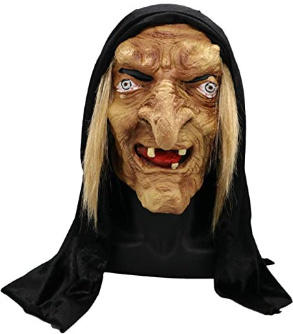 Halloween Alte Frau Hexe Gruselmaske - Gruselige Hexe Maske Latex Vollmaske Halloween Horror Kostü Requisiten für Frauen